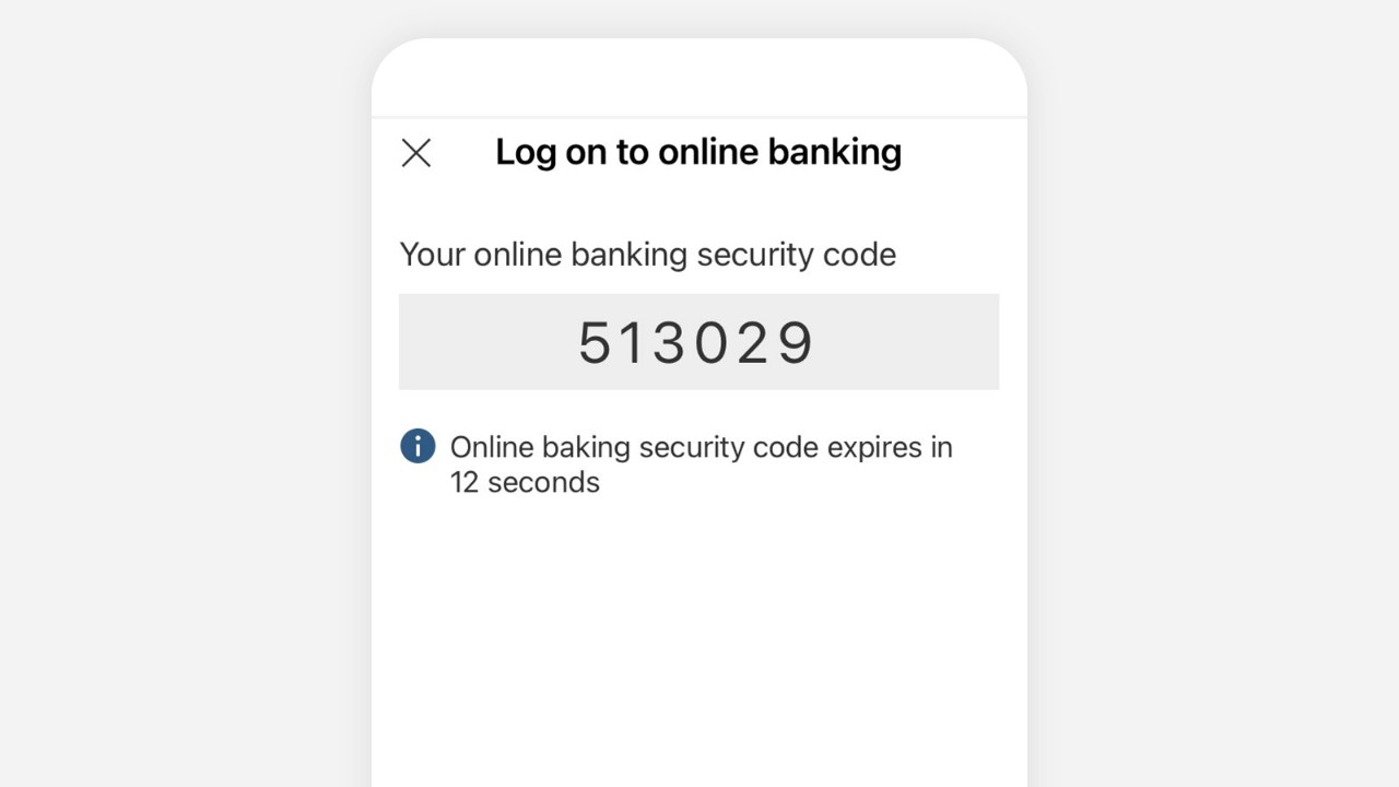 The page for displaying the security code