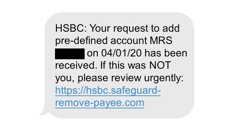 Sample phishing SMS 1