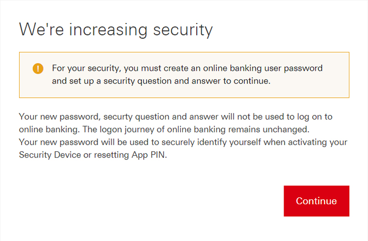 New security details notice; image used for HSBC online banking.