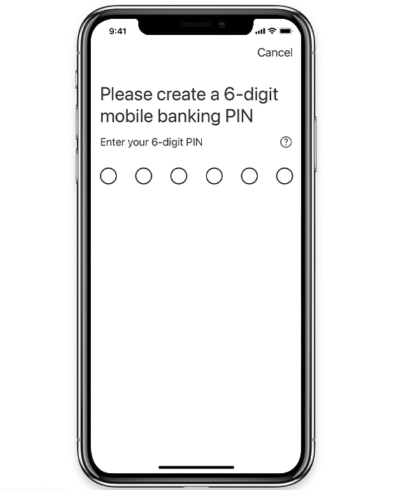 6-digit PIN creation page