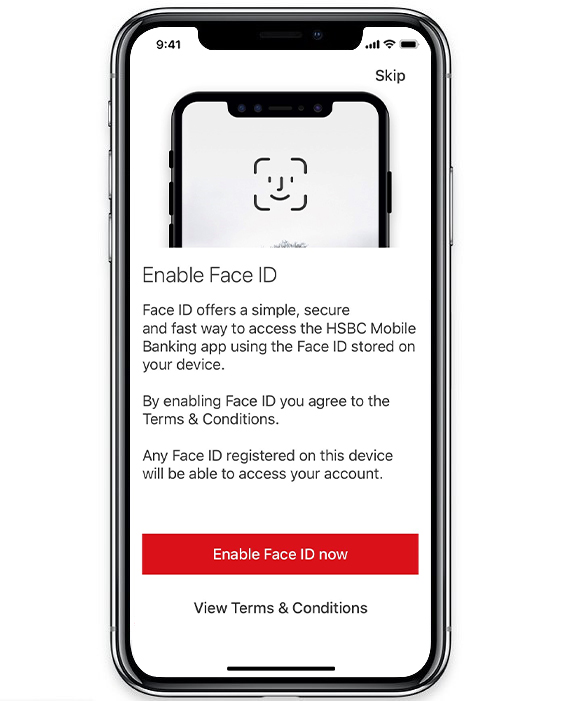 The feature description of Face ID and enable page