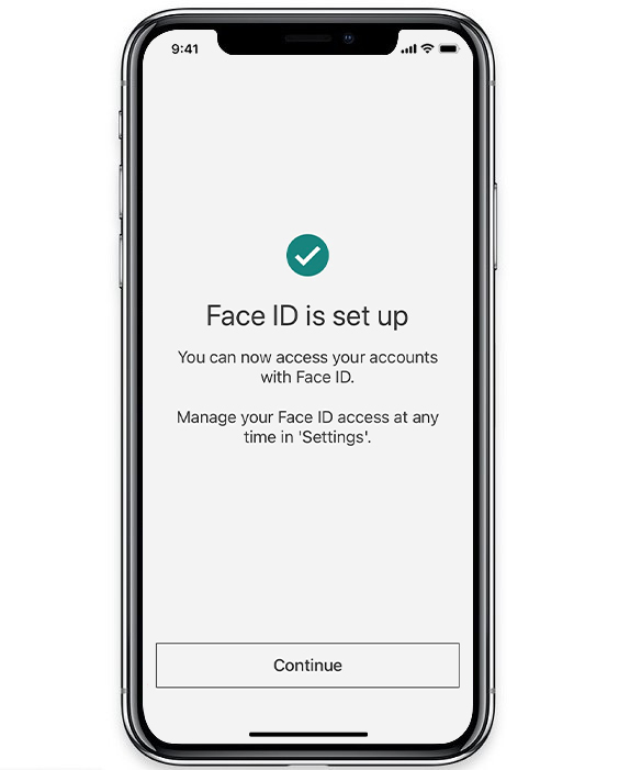Face ID set up success page 